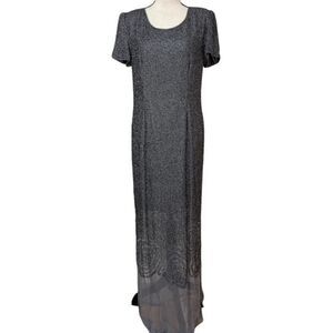 Scala vintage gray silk embelished dress shoulder pads size L